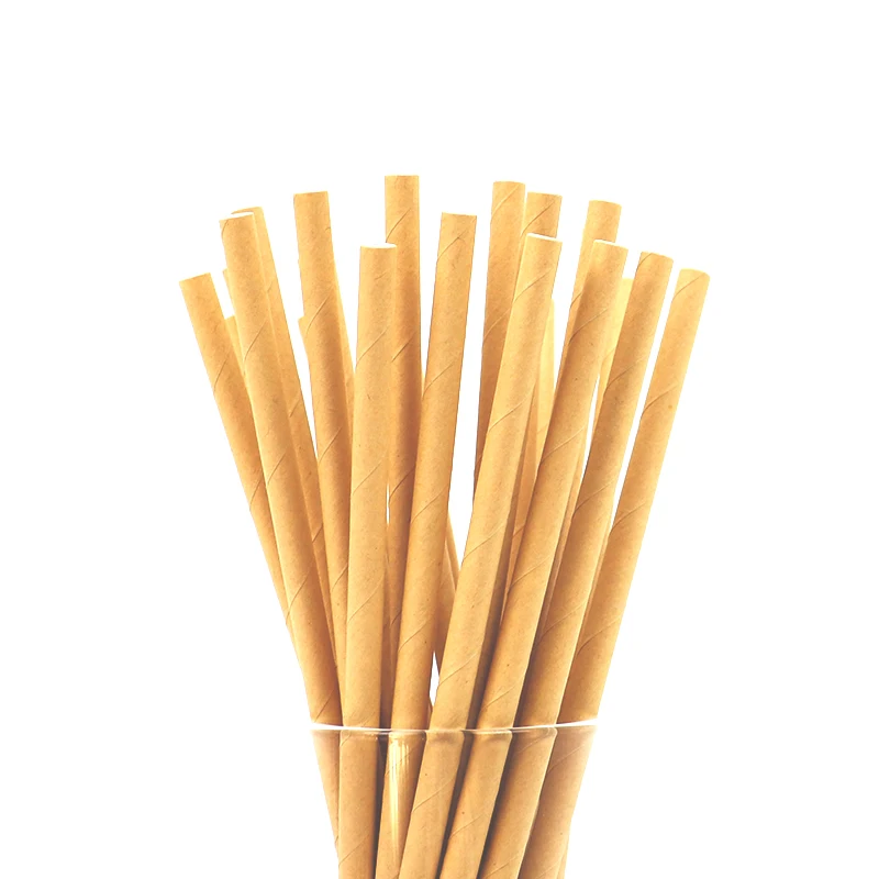 Kraft paper 25 шт. фольгированные золотые, розовые, золотые, серебряные бумажные соломинки, свадебные сувениры, трубочки для питья на вечеринке, украшения для дня рождения, Детские праздничные принадлежности - Цвет: Kraft paper