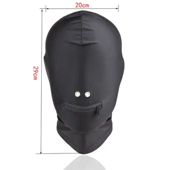 Stretch Fabric Full Face Mask Hood Breathable Hole Open Mouth Eyes Sex Headgear Bdsm Slave Bondage Role Play Clubwear Sex Toys 6