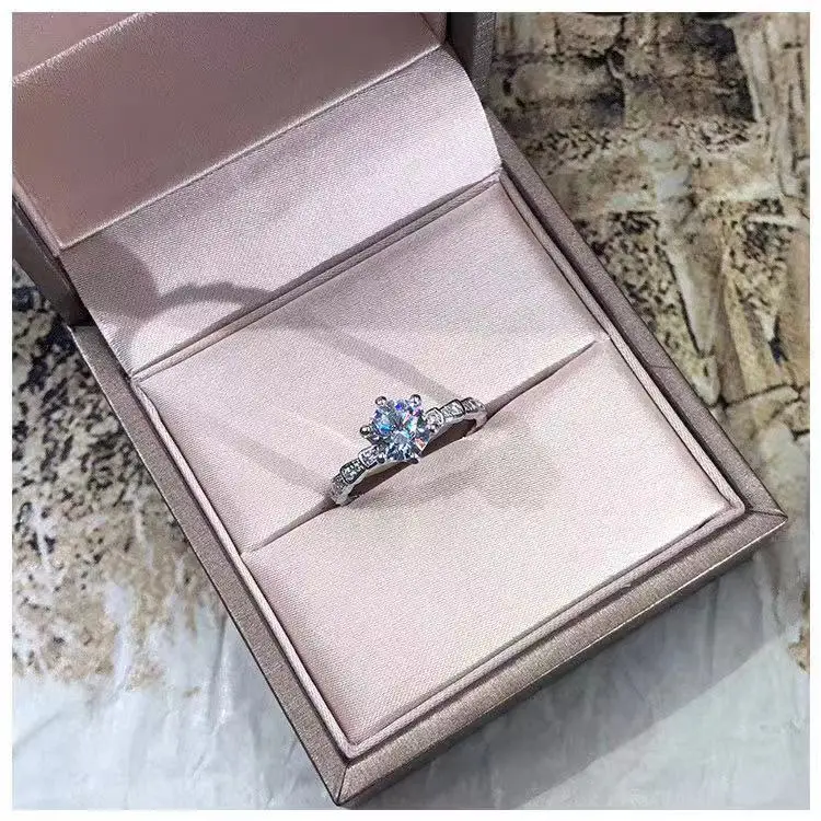 D-COLOR Муассанит Обручальные кольца для женщин 0.8ct 1ct карат муассанит женские кольца с сертификатом GRA
