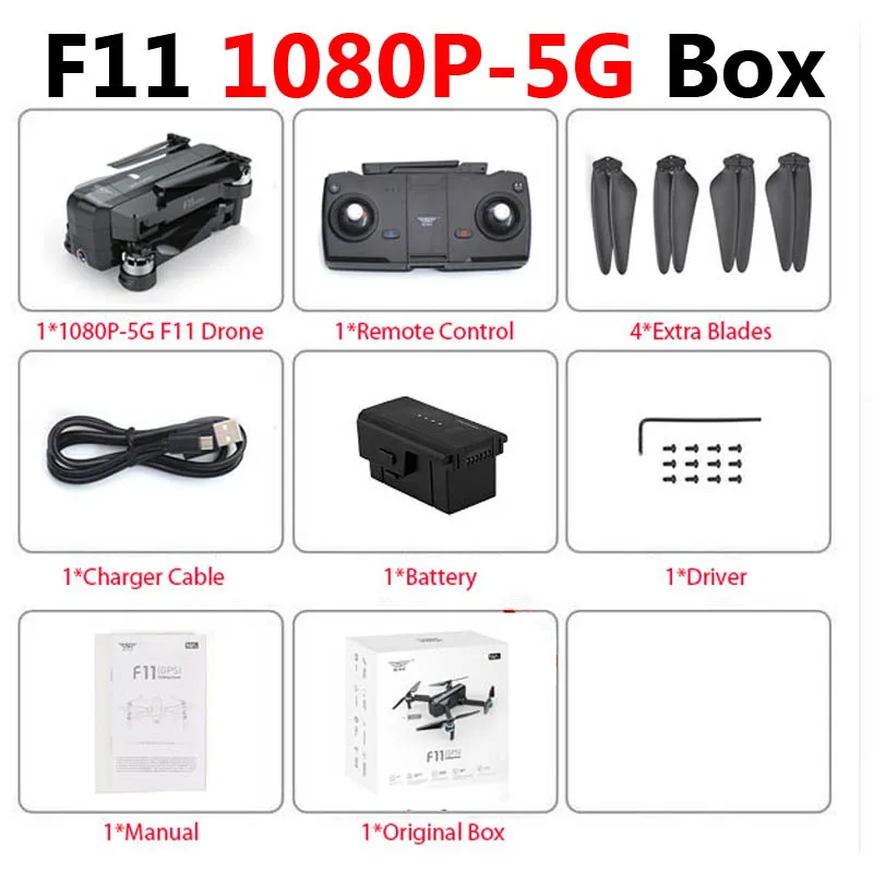 SJRC F11 PRO Профессиональный gps 5G WiFi FPV складной Дрон с камерой 1080P 2K HD бесщеточный RC Квадрокоптер Вертолет игрушка SG906 K1 - Цвет: F11 1080P 1B Box