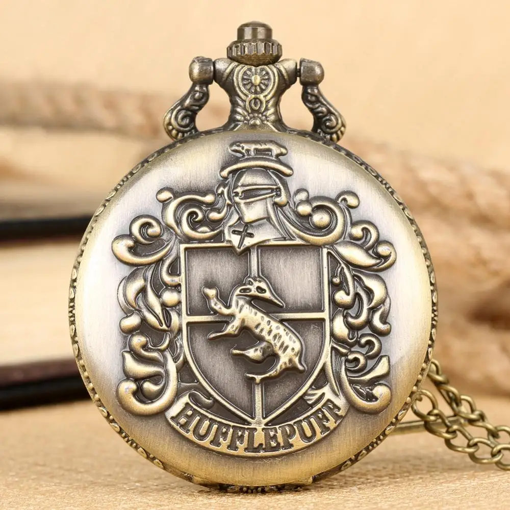 Hufflepuff с узором в виде дома, карманные часы для мужчин, практичные, сплав, тонкая цепочка, Подвесные часы для мужчин, hp, вентиляторы, рождественский подарок, часы