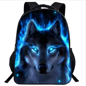 

Wolf Print Schoolbags for Children Cool Student Kids Bookbags mochila infantil Animal Teenager Girls School Bag