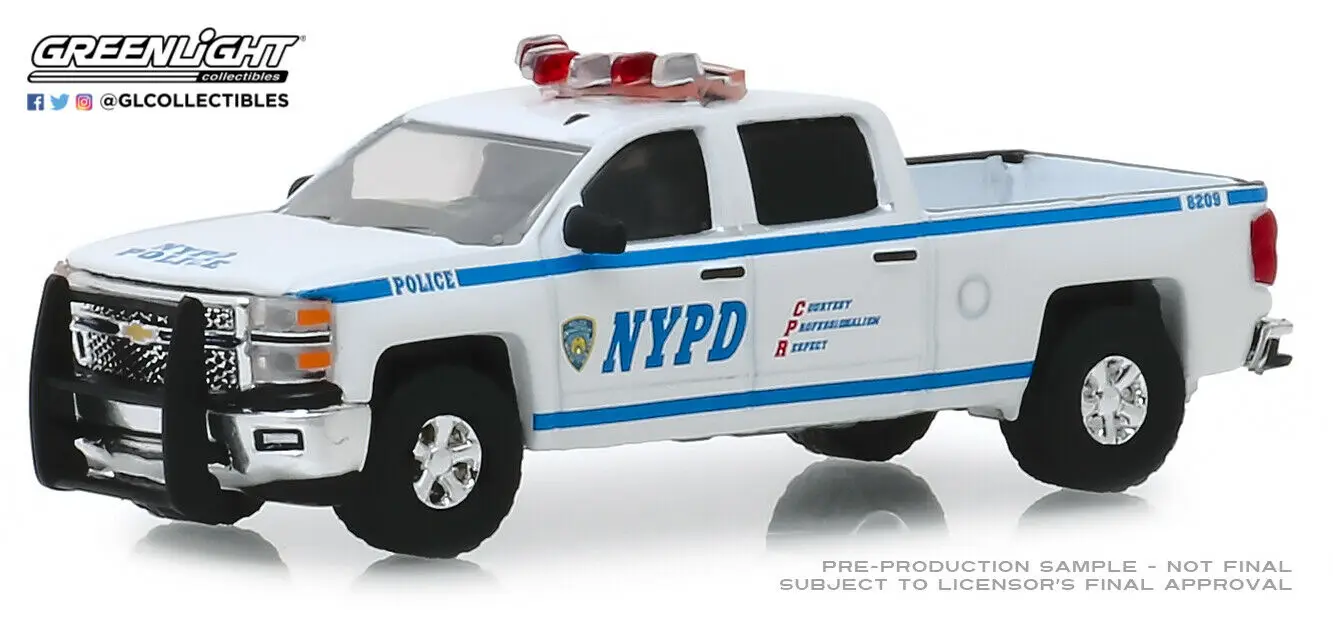 Зеленый светильник 1: 64 Chevrolet Silverado-Нью-Йорк бутик сплава автомобиля игрушки для детей Модель оригинальная коробка