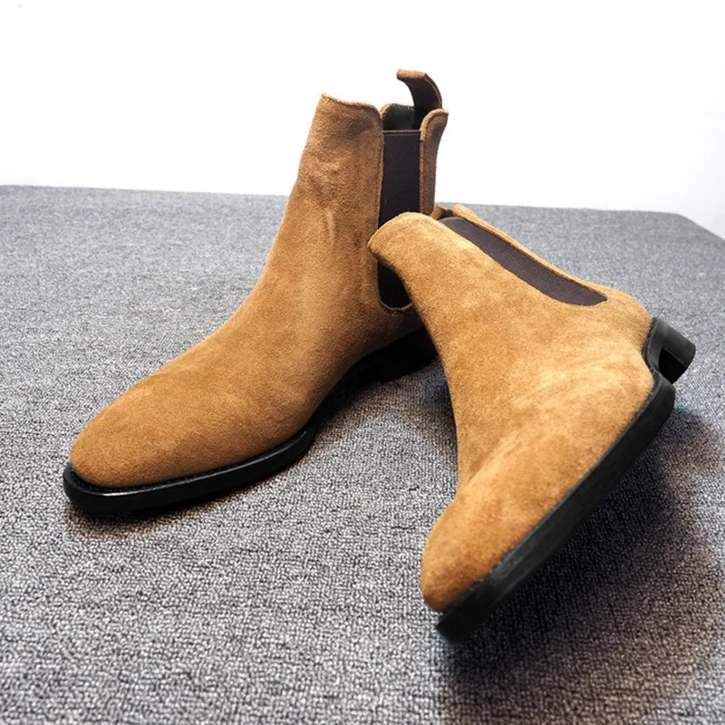 Men Chelsea Boots Soft Suede Nap Chelsea Boots Men's Top Quality Ankle Boots Winter Chunky Boot for Men Warm Flats Shoes High Top Botas Mujer men chelsea boots,men leather shoes