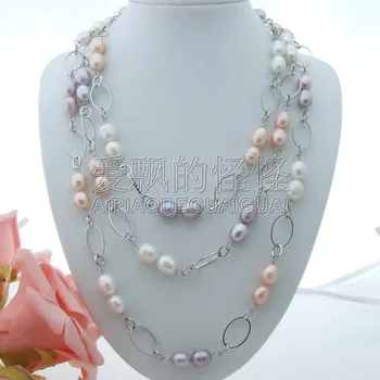 

N061306 59'' Multi Color Pearl Long Necklace