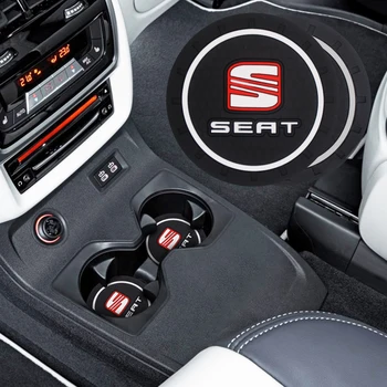

2.83 inch Car Logo Cup Holder Silicone Coaster For Seat ibiza 6j 6l fr Ateca Altea xl leon 2 Leon Alhambra Interior decoration