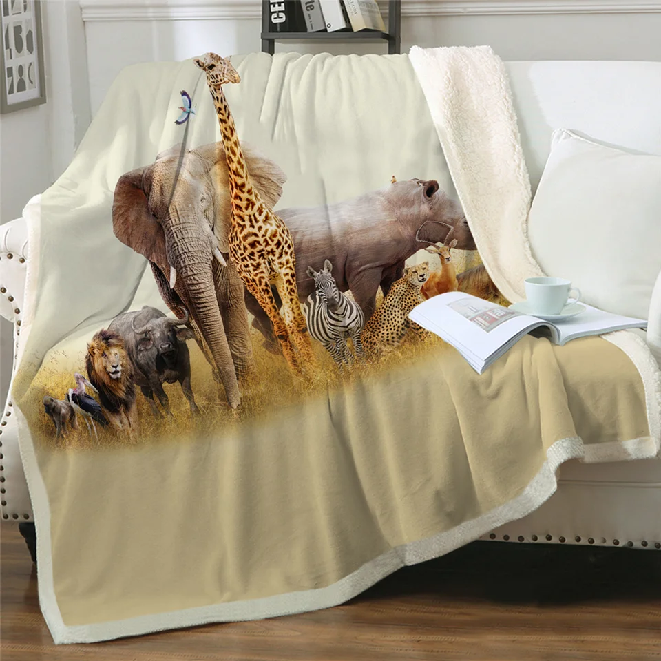 Постельные принадлежности Outlet Африканское одеяло животные этнические шерпа Флисовое одеяло Жираф Олень мягкое льняное одеяло закат плюшевые постельные принадлежности