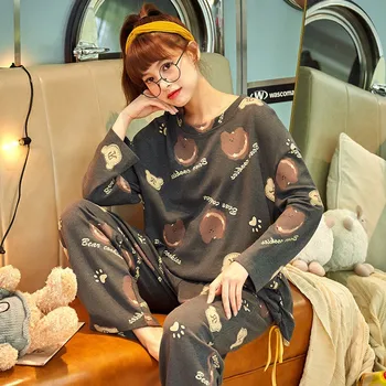 

Jammies Autumn Winter Couples Lovers Casual O-neck Nightwear Pyjamas cke PUREcotto Pullover Long Sleeve Trousers Boy Girl Pajama