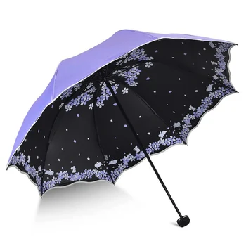 

Cute Rabbit Three Fold Vinyl Sunny And Rainy Umbrella Dual-purpose Ultralight Sun Umbrella Sun And UV Protection