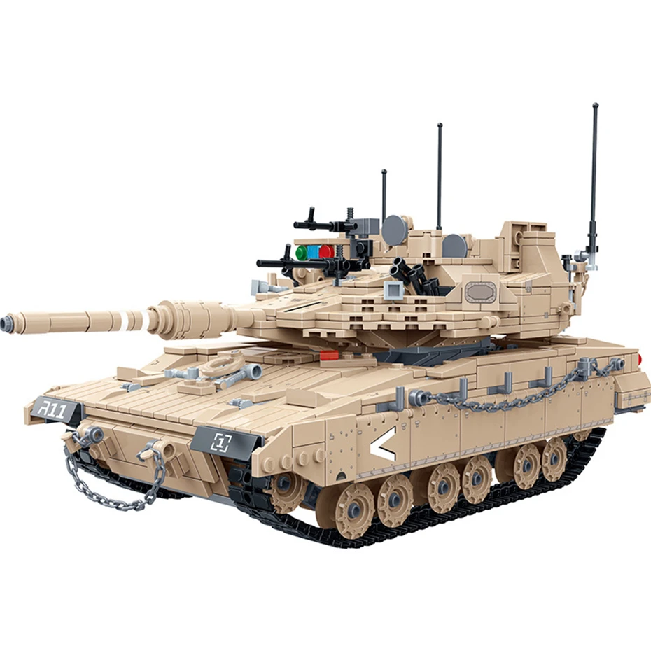 

MEOA New Military Bricks Series 1540pcs 1:28 Merkava MK4 Main Battle Tank Building Blocks Construction Tank Model Kits Boy Toys