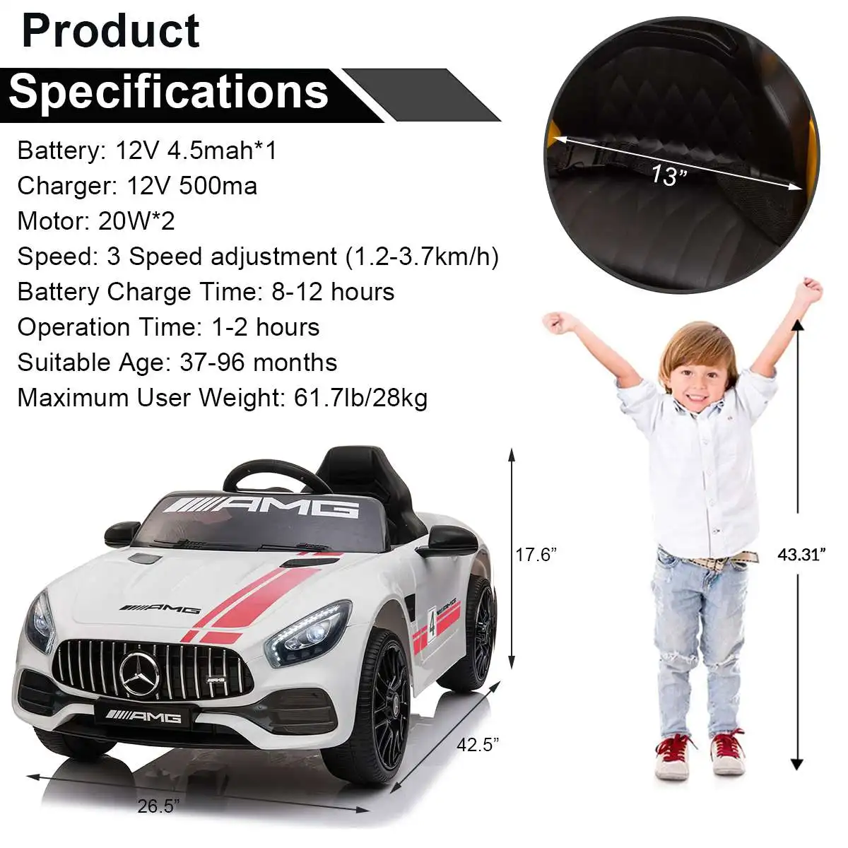 Christmas Gift Electric Car for Children Baby Car Kids Cars Electric In Ride On 12V Ride on Toy Car with LED Lights Music