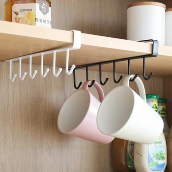

Hot Creative Kitchen Hook Rack Nail-Free Seamless Wall Cabinet Cup Rack Cabinet Hook Rack Closet Coat Hook Hanger Storage