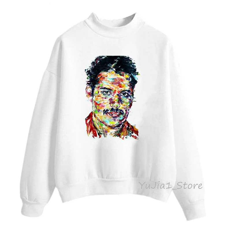 Y92013W Freddie Mercury толстовки для женщин Королева Группа Толстовка Хип Хоп Ретро Рок толстовка женская осень зима пуловер белая толстовка - Цвет: Y92013W