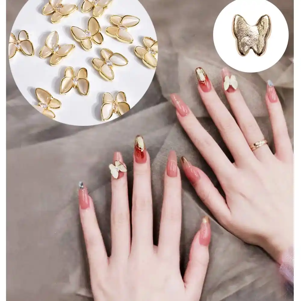 特別なシルバーゴールド白蝶 5 個シルバー 3dアロイネイルアートスライスグリッターdiy装飾 Rhinestones Decorations Aliexpress