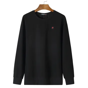 

Season Fat Plus Fat plus T Shirt Male Long Sleeve Round Neck Fat Man Elastic Force Backing Shirt Embroidery Loose Sports