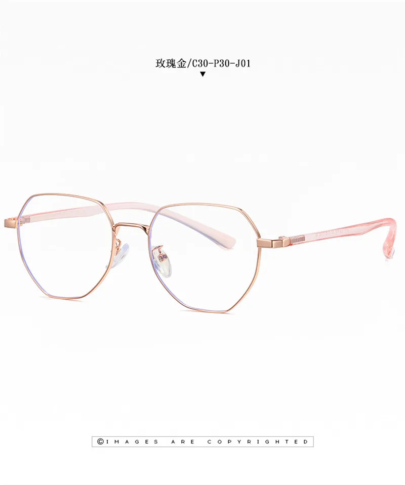 4 New fashion literary polygon computer glasses men metal anti-blue glasses retro flat mirror classic blue light glasses women - Цвет оправы: 4