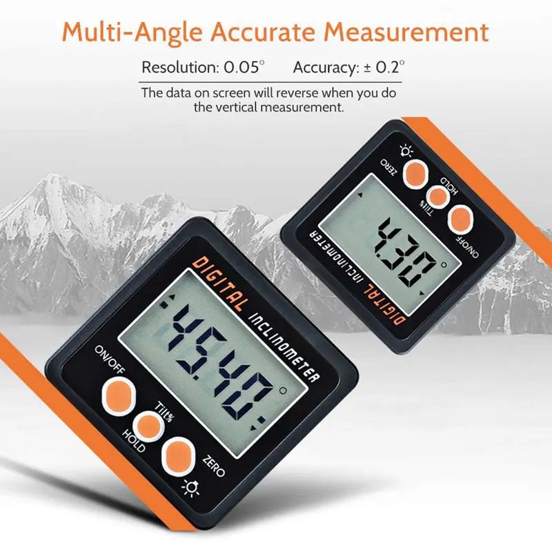 

Digital Inclinometer 0-360 Angle Triangle ruler Electronic Protractor Aluminum Alloy Shell Box Angle Gauge Meter Magnets Base