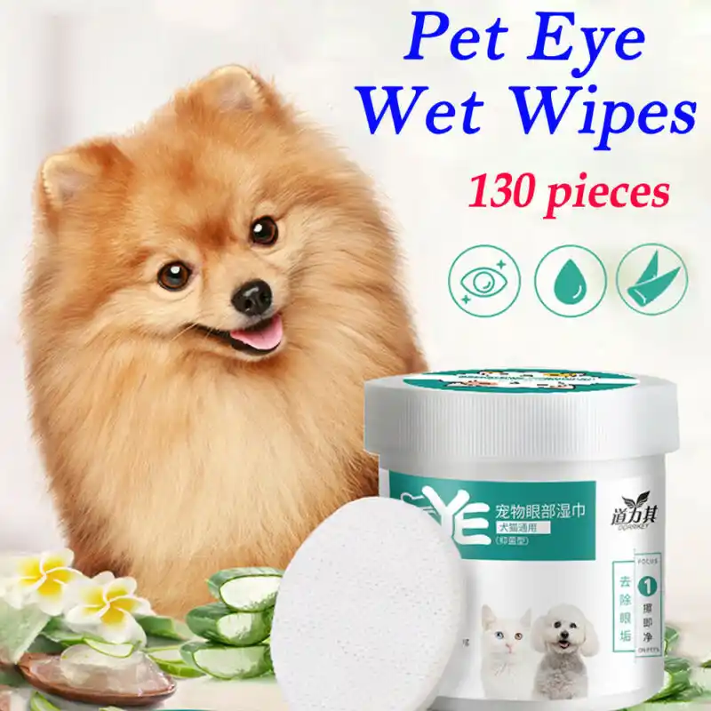 130Pcs Pet Wet Wipes Dog Eye Cat Tear Cleaning Wipes Stain Remover