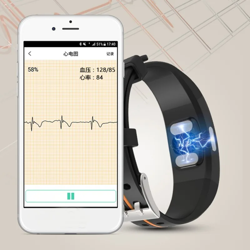Smart Bracelet ECG Blood Pressure Exercise Heart Rate Monitoring Tracker for IOS /Android Smart Band