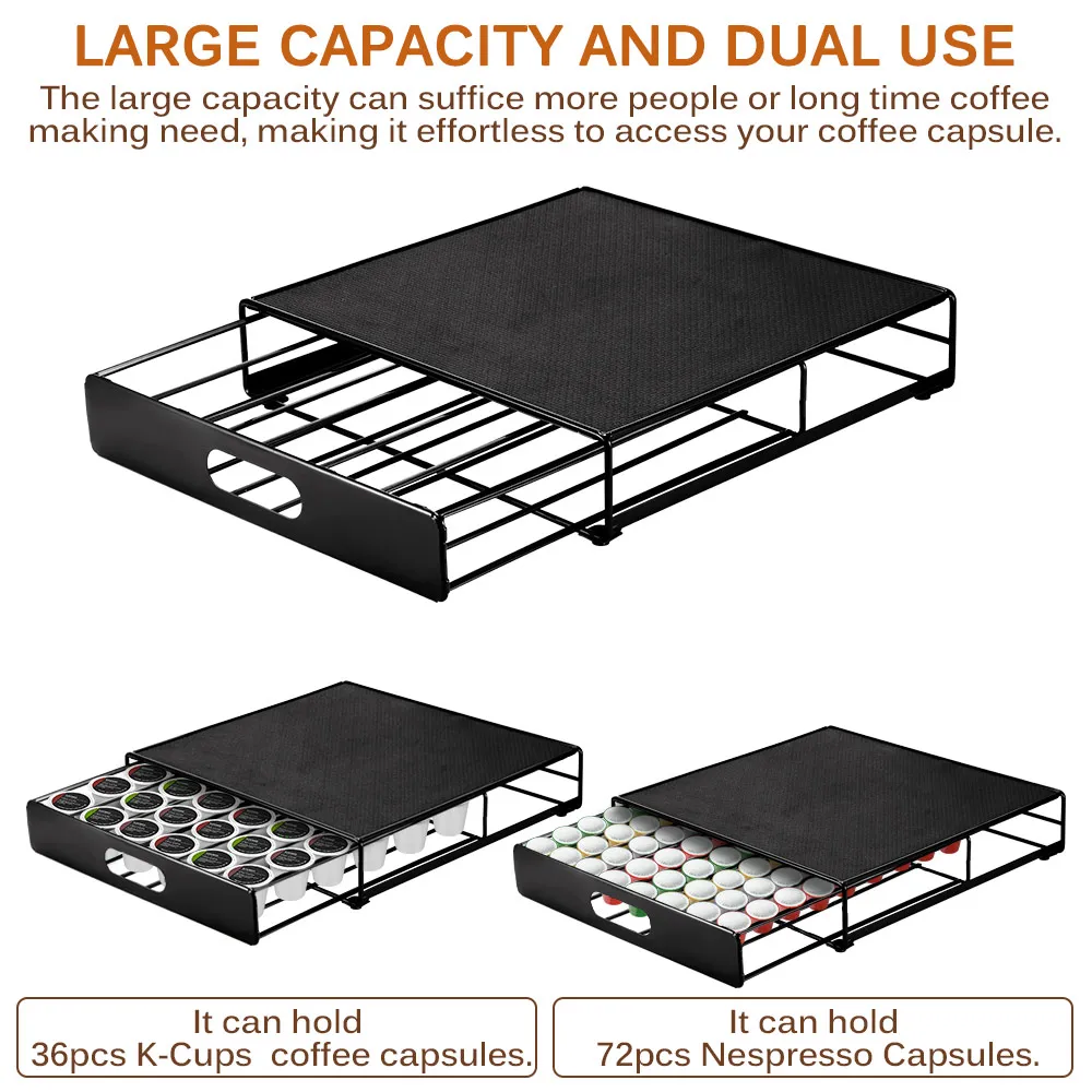 72 стручки кофейных капсул, органайзер, подставка для хранения, практичные кофейные ящики, капсулы, держатель для Nespresso/36 шт., к-чашки