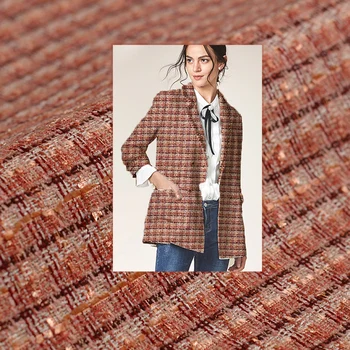 

The Cloth France Orange Pink Tweed Fabrics Autumn Jacket Dress Suits Garment Materials The Sewing Cloth Meter Freeshipping