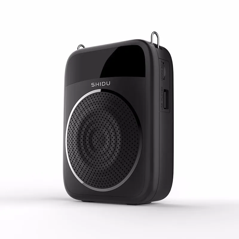 Черный Модный Bluetooth усилитель голоса портативный переносной милый мегафон поддержка AUX TF USB Мини громкоговоритель с микрофоном ремень светодиодный экран - Цвет: Черный