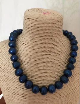

stunning 12-13mm baroque tahitian black blue pearl necklace18inch 925silver
