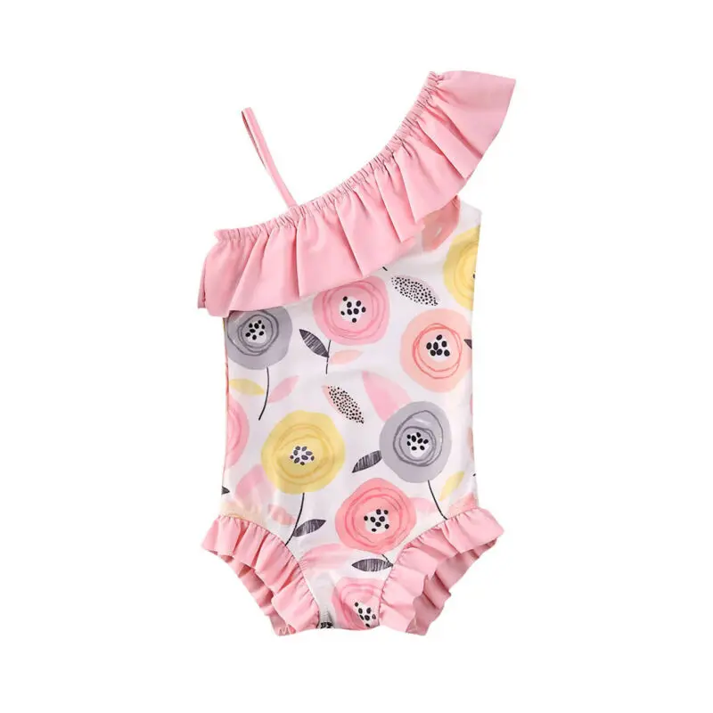 

Toddler Kid Baby Girl One Shoulder Floral Swimwear One-piece Swimsuit Outfit Set