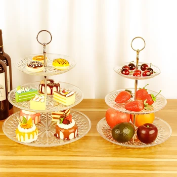 

3 Layers Cake Stand for Wedding Birthday KTV Fruit Plate Living Room Dried Fruit Dish Home Dessert Tea Snack Tray
