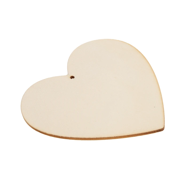 10 x деревянные формы сердца, большие простые деревянные бирки с отверстием(10 см