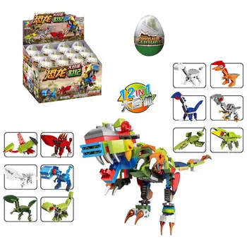 

12 In 1 Dinosaur Model Building Blocks Dragon Sword Figures Bricks Deformable Assemble Kids Education Toys For Children Gift