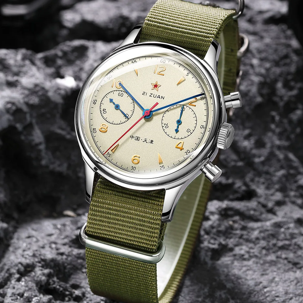 Мода 38 мм для мужчин хронограф часы сапфир механические 1901 Чайка движение