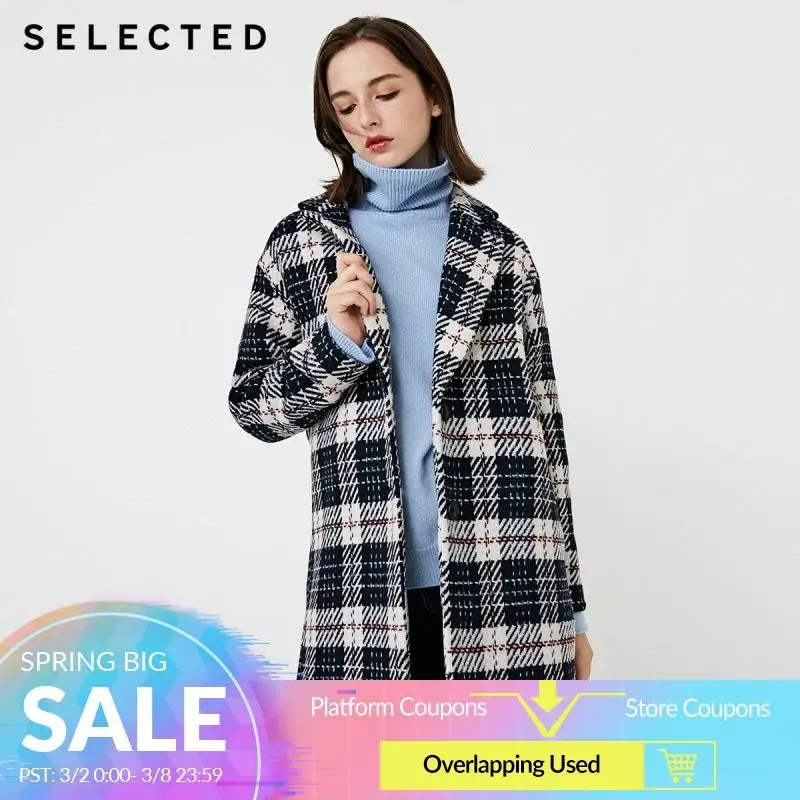 Новинка осенне-зимнее женское Шерстяное Пальто в контрастную клетку S | 418427512