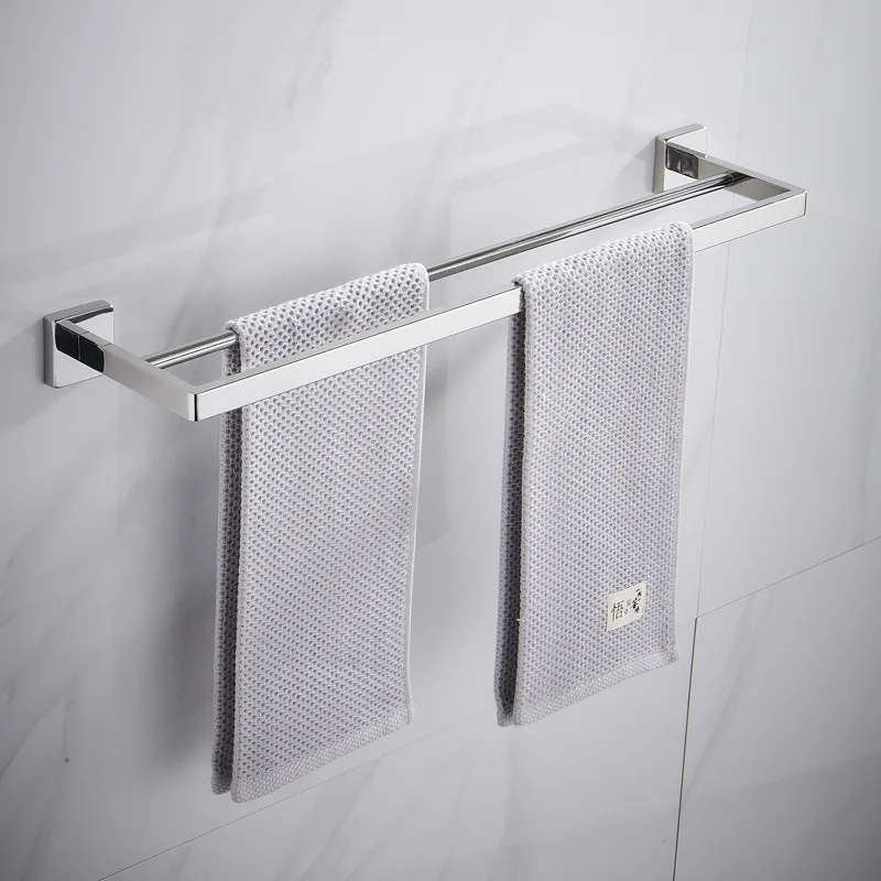 

Manufacturers Direct Selling Cross Border Supply 304 Stainless Steel Double Bar Towel Rack Bathroom Towel Bar Hotel Bathroom Hoo