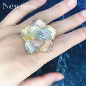 

Newness MAXI Stacks Ring Luxury Flower Wheel CZ Cubic Zircon CZ Ring for Women Bridal Engagement Wedding Dubai Finger Rings