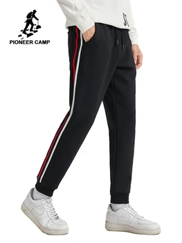 

Pioneer Camp Men's Winter Pants 100% Cotton Warm Fleece Stripe Black Joggers Trousers for Male AZZ903663