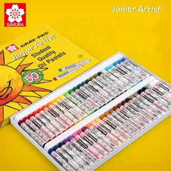 1 zestaw Sakura CRAY-PAS pastele olejne nietoksyczny bezpieczny kredka woskowa rysunek dla studentów dzieci prezent żółte pudełko 50 kolorów dostaw sztuki tanie i dobre opinie Other
