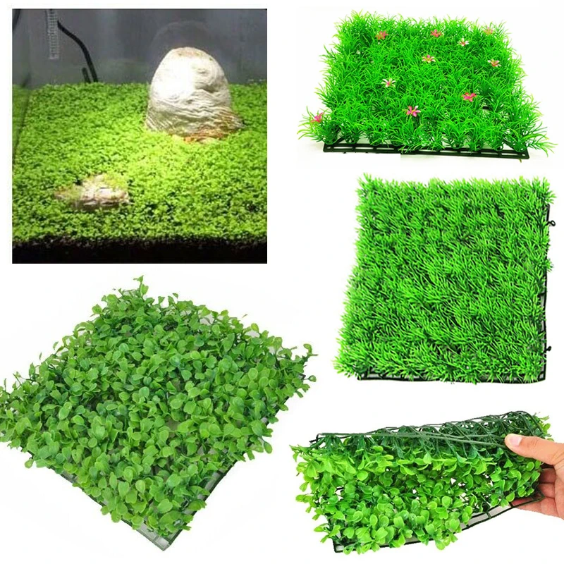 Artificial Grass Mats 25x25 cm Fake Moss Landscape Decoration for Aquarium Fish Tank