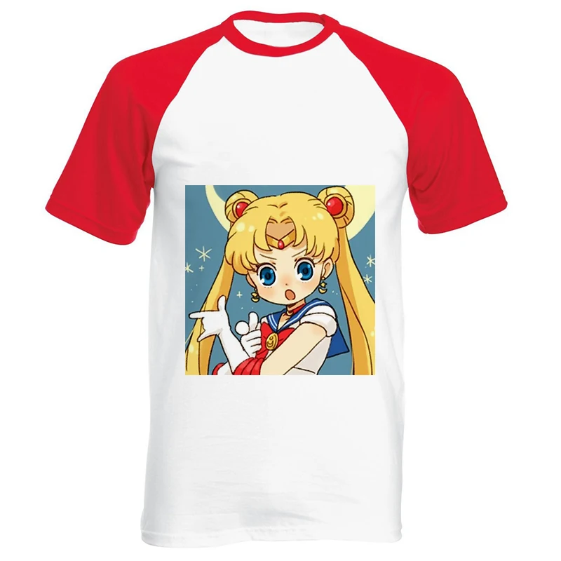 Сейлор Мун каваи мультфильм футболка для женщин Ulzzang уличная одежда 90s негабаритных одежда Графические футболки для женщин s Харадзюку футболки с принтом - Цвет: 201912338-red