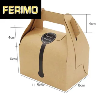 

10pc/lot Kraft paper pastry box with handle white paper cake mousse box dessert packaging box wedding cup cake boxes