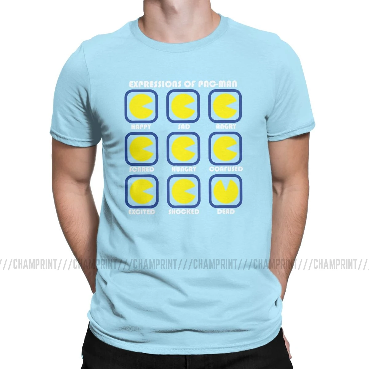 Awesome The Expressions Of Pac-Man Футболка мужская футболка Pacman Pakkuman Ретро 80s аркадная игровая футболка Летняя одежда - Цвет: Небесно-голубой