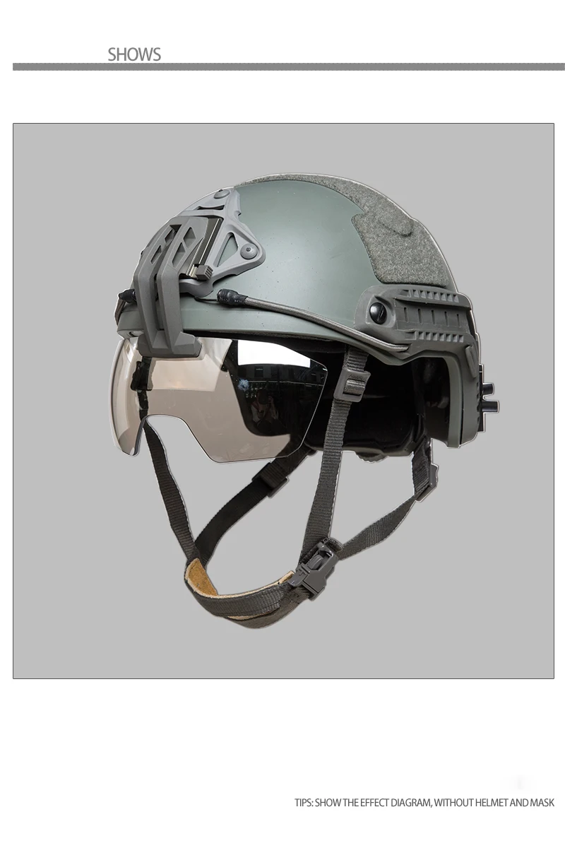 タクティカルヘルメットバイザー 透明/ブラック/シルバーメッキ