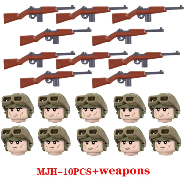 WW2 Military Weapons Accessories Building Blocks WW2 Military US Airborne Division 101st soldier Helmet Bricks Toys For Children 7-MJH