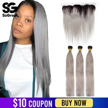 Cheap bundles with frontal brazilian Human hair weave bundles ombre grey color HD Lace 3 Short Long bundles extension For black Women Cheap bundles with frontal brazilian Human hair weave bundles ombre grey color HD Lace 3 Short Long bundles extension For black Women