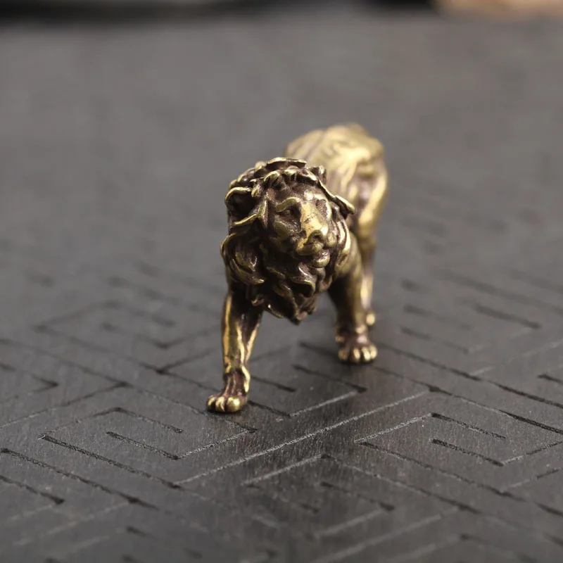 Чистый медный величественный лев Король миниатюрные статуэтки настольные украшения Винтажные латунные Мини статуя животного декоративное украшение для дома ремесло