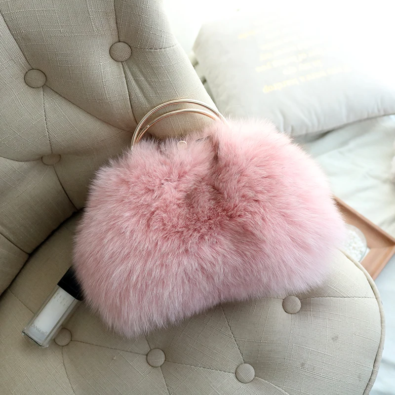 pink fur handbag