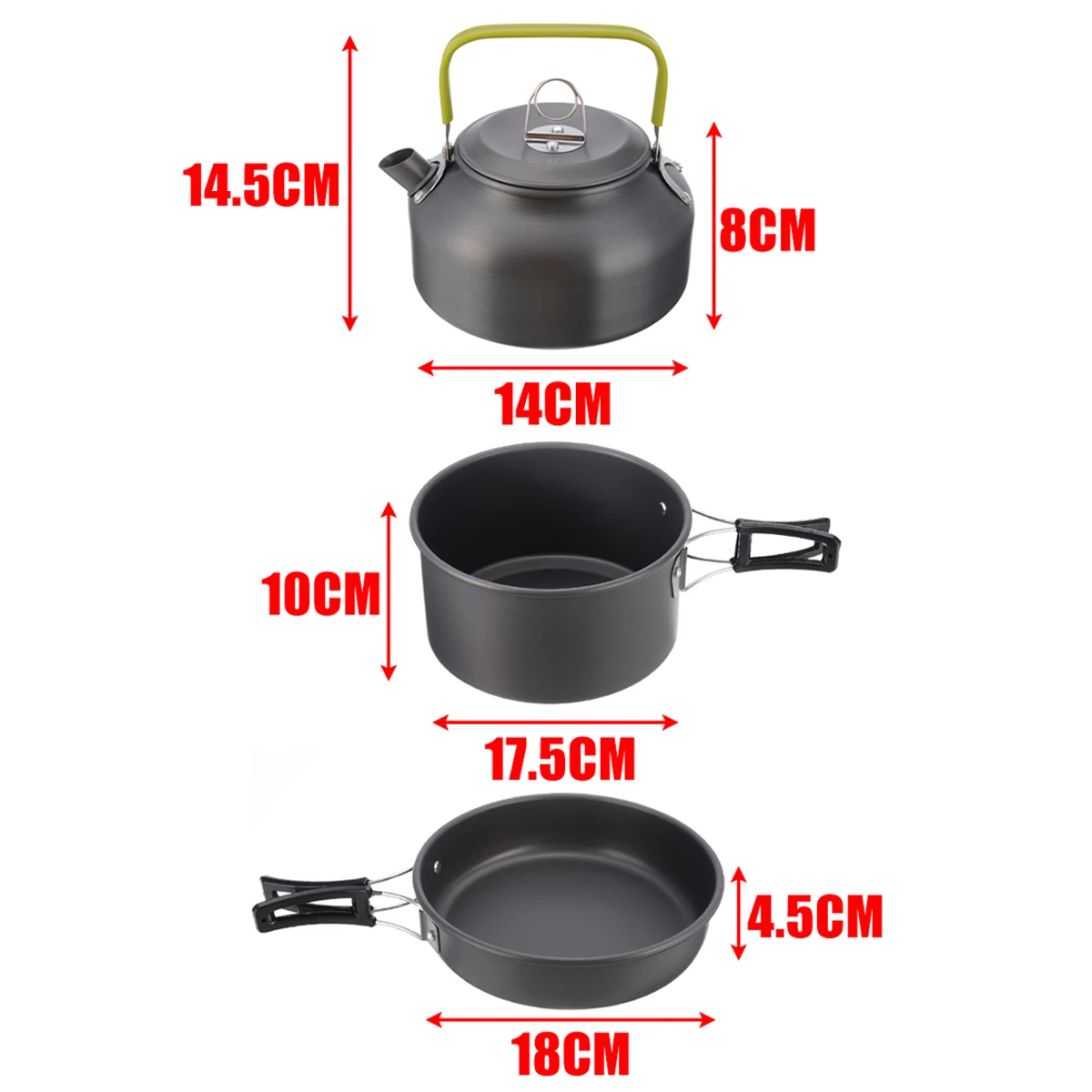 2-3 Person Camping Cookware Cooking Pots Frying Pan Set + Kettle  Outdoor Tableware Cookware Tools For Travel Hiking