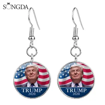 

Donald Trump 2020 Collection Election Drop Earrings USA Flag Keep America Great Long Dangle Earrings Gift For Women Girls