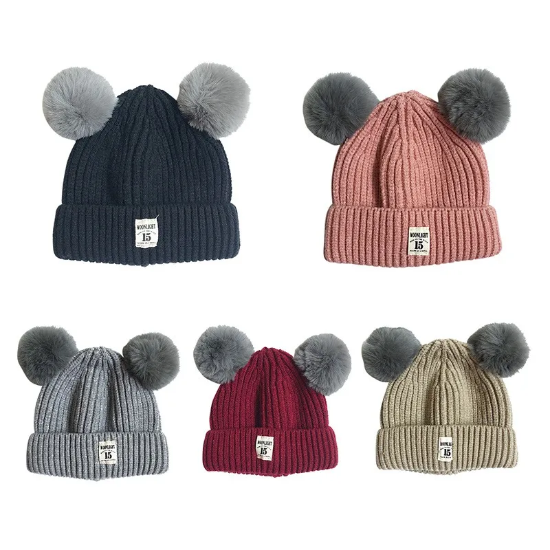 Newborn Baby Hat Pompon Winter Children Hat Knitted Cap For Girls Boys Cute Solid Color Girls Hat Baby Beanies/