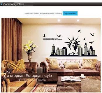 

European Style Sticker Statue Of Liberty Luminous Sticker Three Generations Removable Wall Sticker Fluorescent Sticker